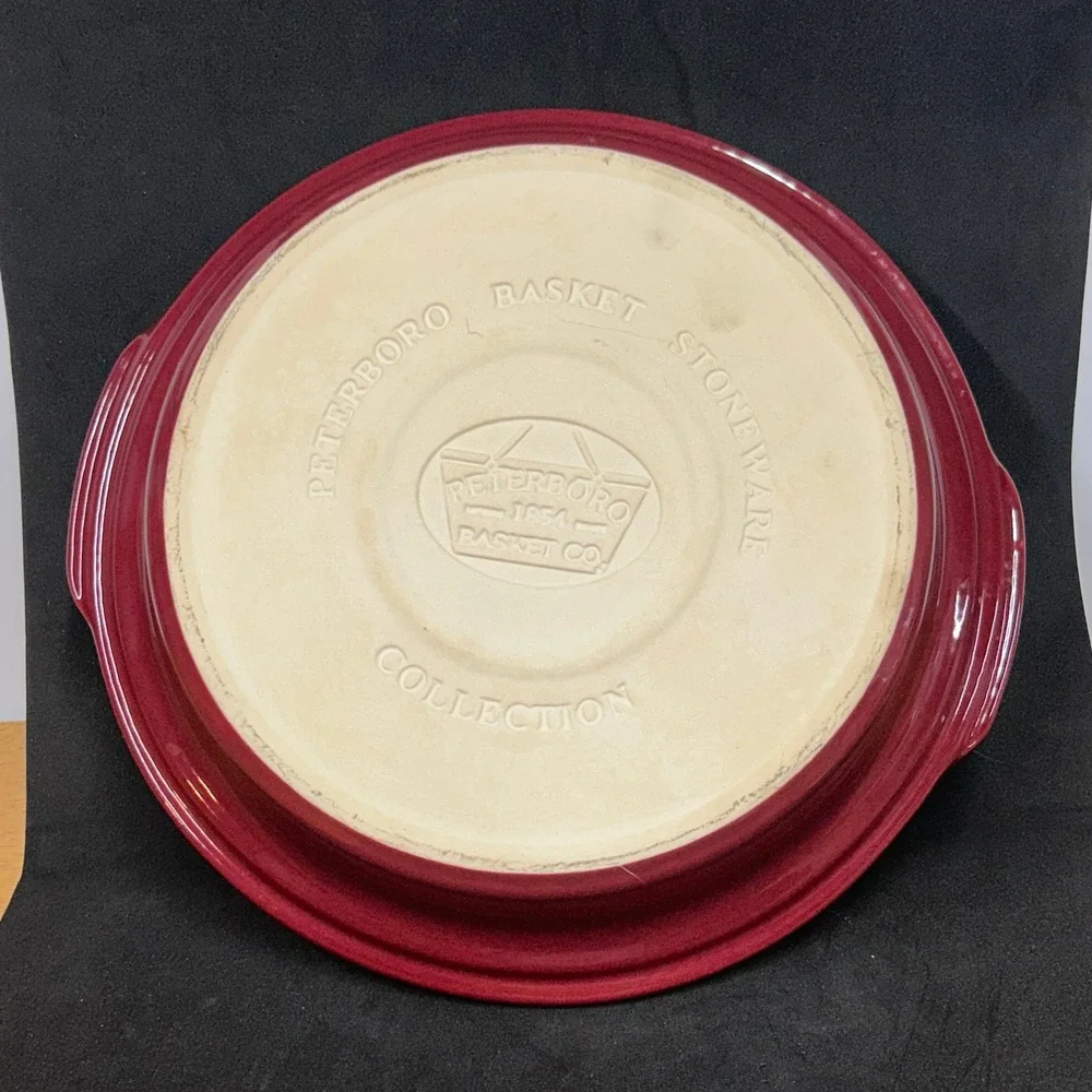 Peterboro Basket Stoneware Collection Casserole Red Round Baking Dish 13in